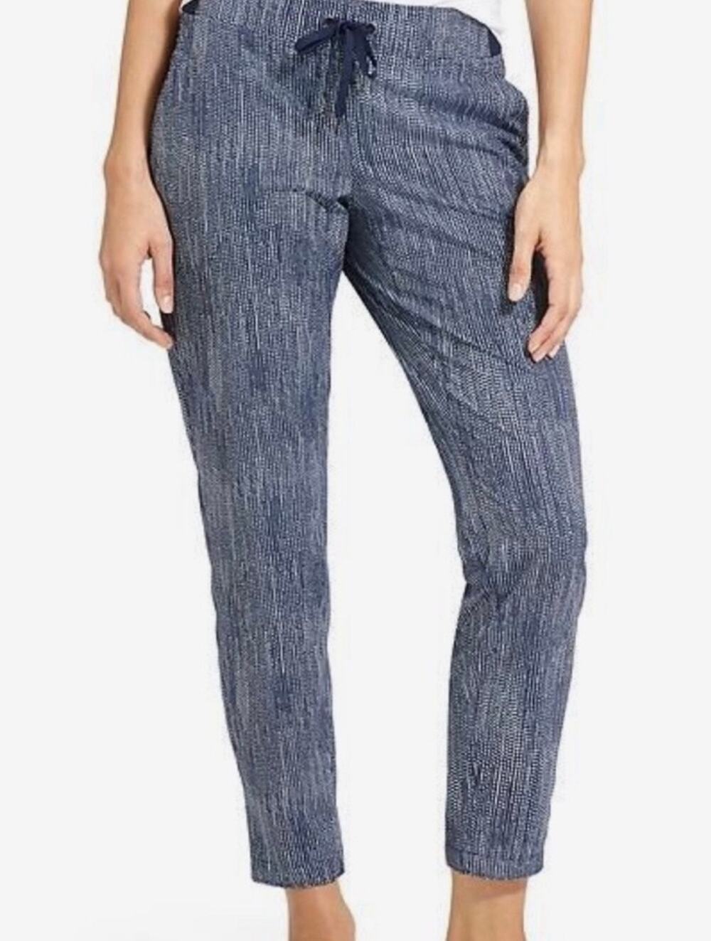 Athleta Batik Dot Midtown Blue White Ankle Pant Size 10 Active J41 Sz 10